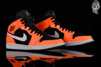 Air jordan 1 mid black best sale and orange