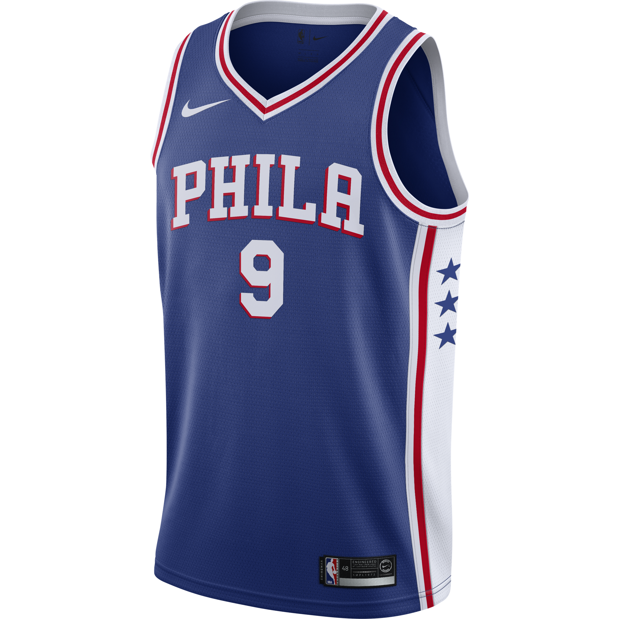 NIKE NBA PHILADELPHIA 76ERS DARIO ŠARIC SWINGMAN ROAD JERSEY RUSH BLUE