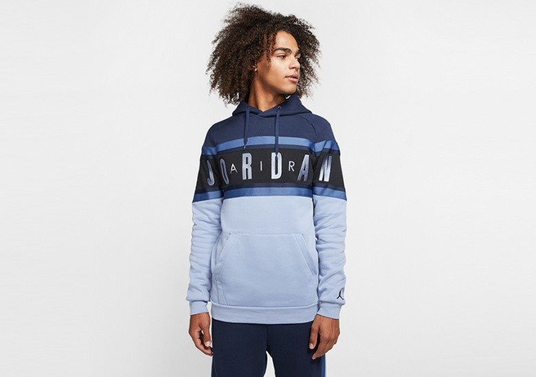 NIKE AIR JORDAN FLEECE PULLOVER HOODIE OBSIDIAN