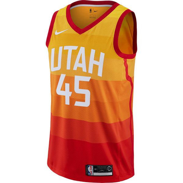 NIKE NBA UTAH JAZZ DONOVAN MITCHELL CITY EDITION SWINGMAN JERSEY AMARILLO