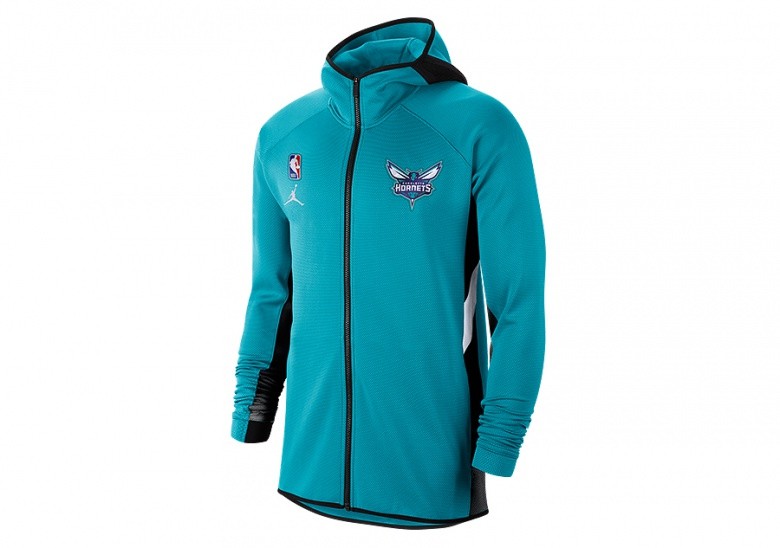 NIKE AIR JORDAN NBA CHARLOTTE HORNETS THERMA FLEX SHOWTIME HOODIE RAPID TEAL