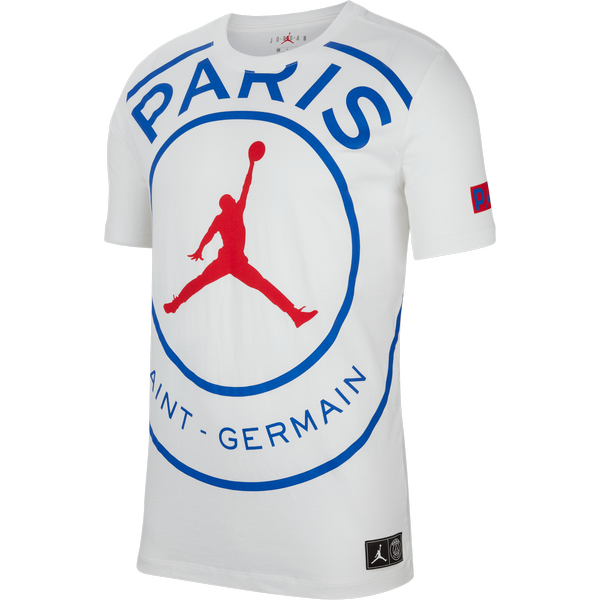 NIKE AIR JORDAN PSG PARIS SAINT-GERMAIN LOGO TEE WHITE