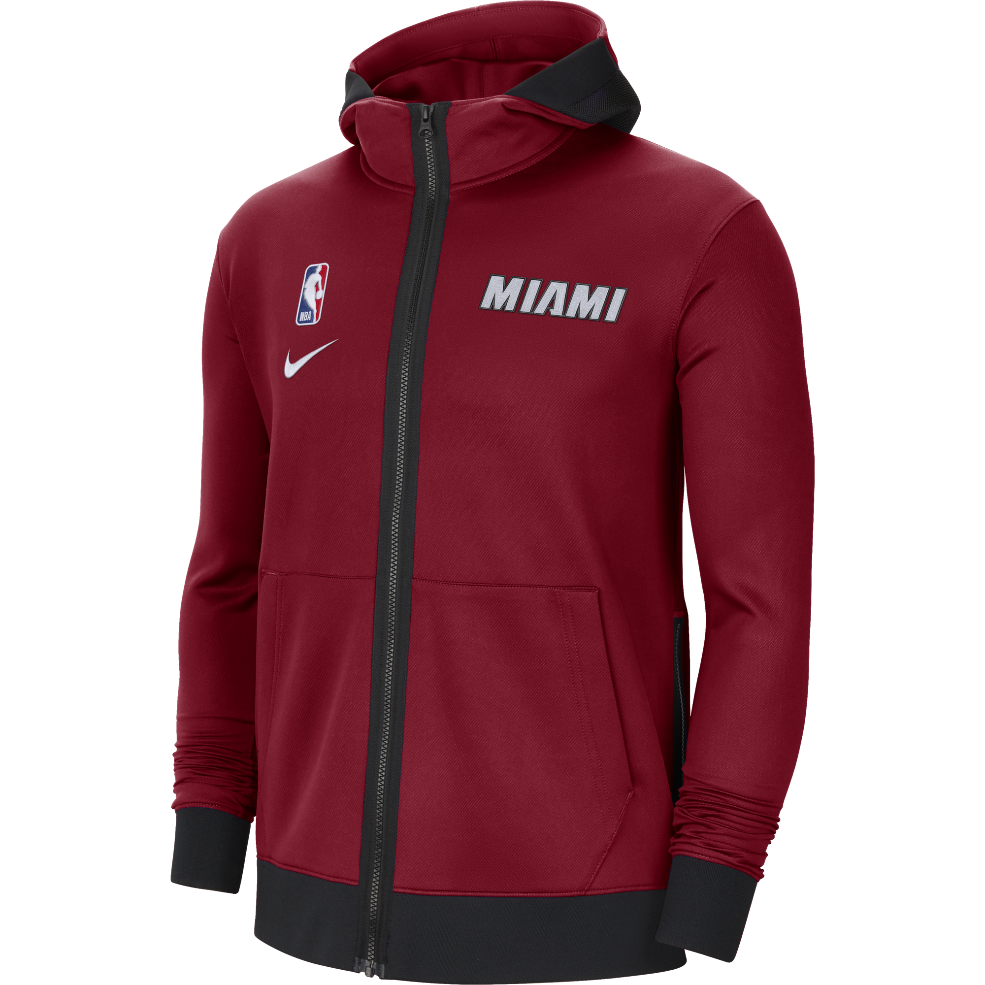 NIKE NBA MIAMI HEAT SHOWTIME THERMA FLEX HOODIE TOUGH RED