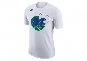 NIKE NBA DALLAS MAVERICKS CLASSIC EDITION LOGO DRI-FIT TEE WHITE