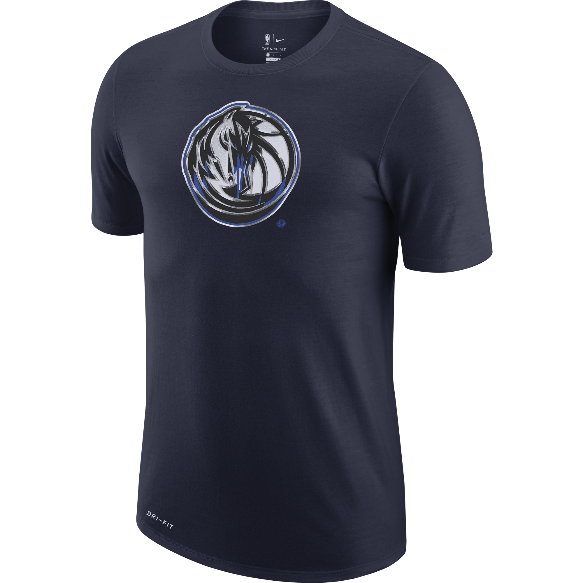 NIKE NBA DALLAS MAVERICKS EARNED EDITION LOGO DRI-FIT TEE COLLEGE NAVY